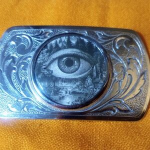 Men/Women's Silver-Tone Eye Engraved Belt Buckle